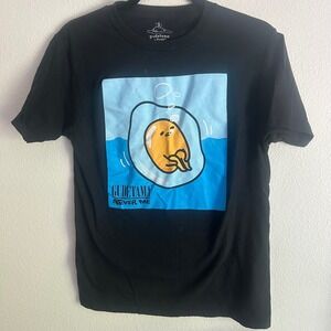 Gudetama Lazy‎ Egg Graphic Tee Sanrio Black T-Shirt Cartoon Character S